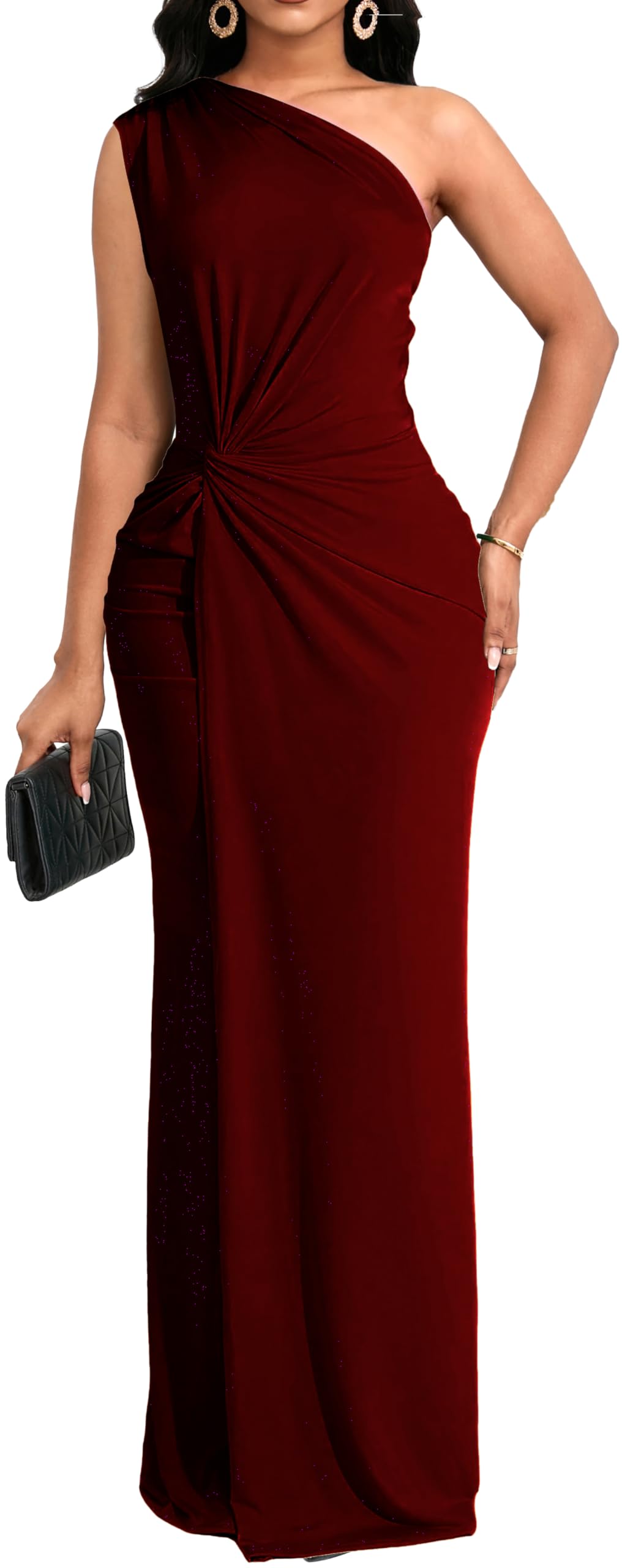 Photo 1 of *MINOR DAMAGE - USED*
Summer Bodycon Long Dress for Women Elegant One Shoulder Twist Waist Wedding Guest Maxi Party Prom Maxi Dresses(Medium)
