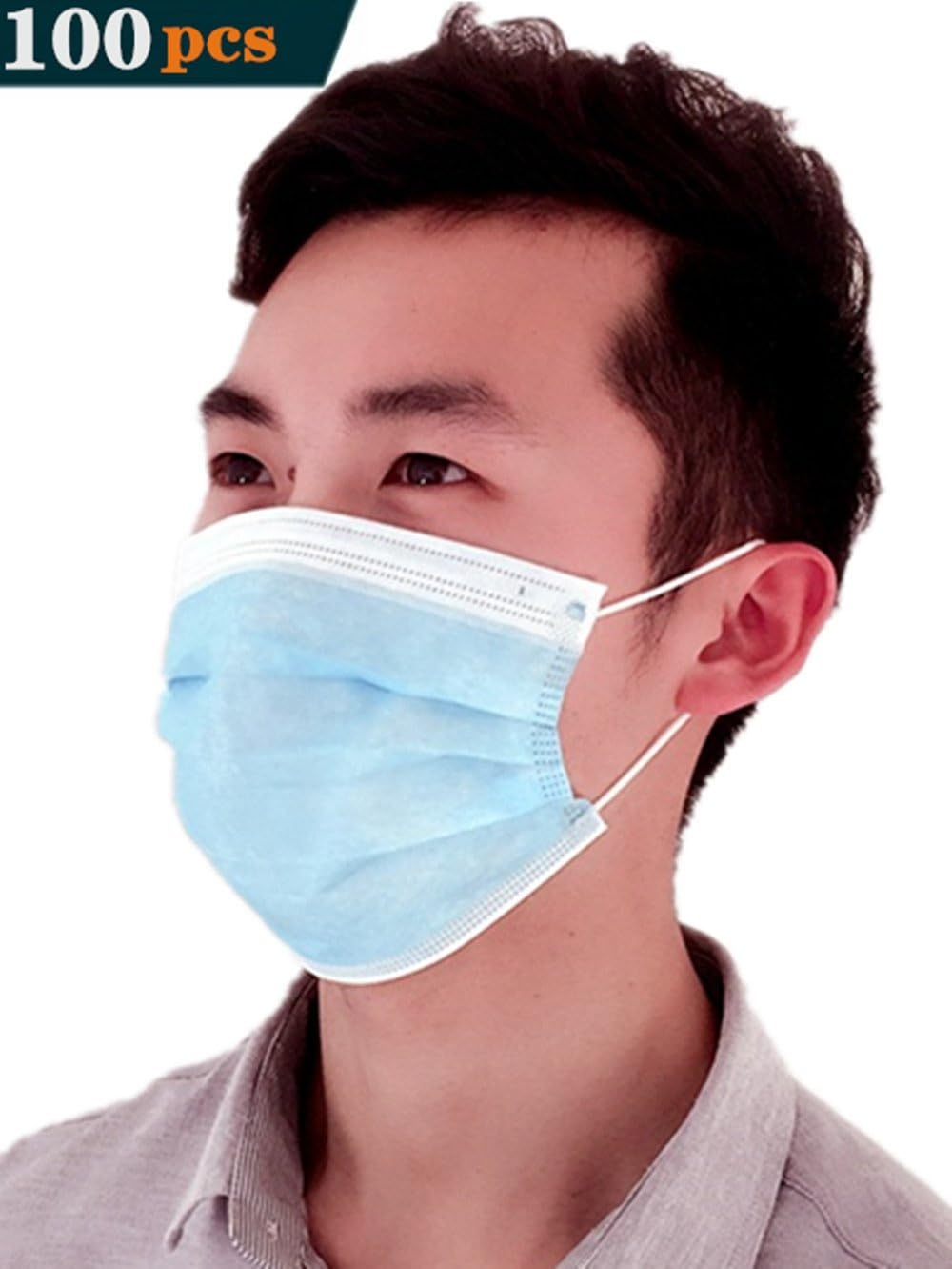 Elastic Disposable Medical Dustproof Surgical Face Mouth Masks Ear Loop (Solid-Blue)