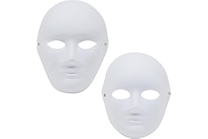 BLUE PANDA Blank Paper Mache Masks to Decorate - 24-Pack White, 2 Sizes - Face Masks to Paint & Custom Mask Crafts