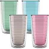 Tervis Clear & Colorful Tabletop - Bayou View Collection Made in USA Double Walled Insulated Tumbler Travel Cup Keeps Drinks Cold & Hot, 16oz - 4pk, Assorted Pastels