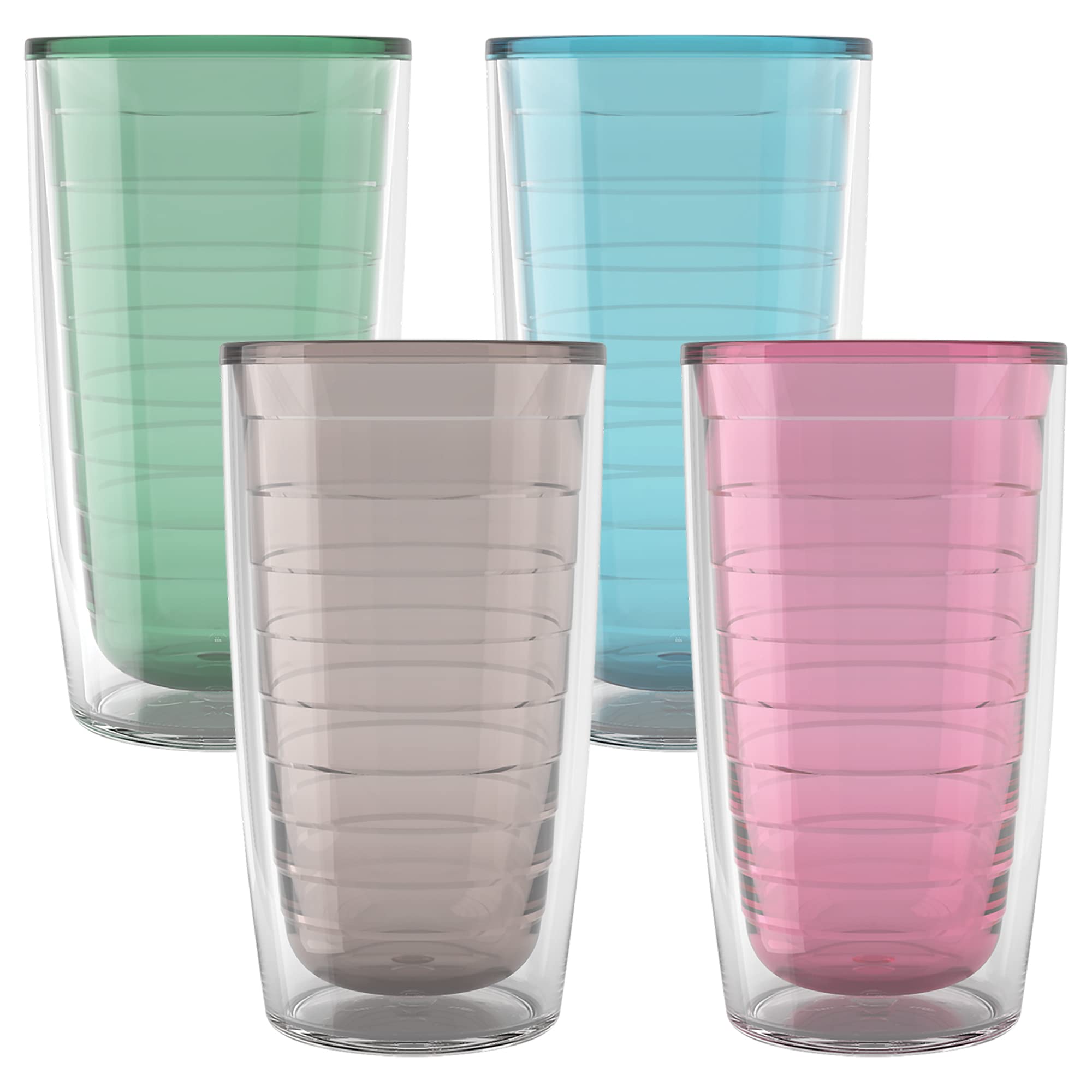Photo 1 of Tervis Clear & Colorful Tabletop - Bayou View Collection Made in USA Double Walled Insulated Tumbler Travel Cup Keeps Drinks Cold & Hot, 16oz - 4pk, Assorted Pastels
