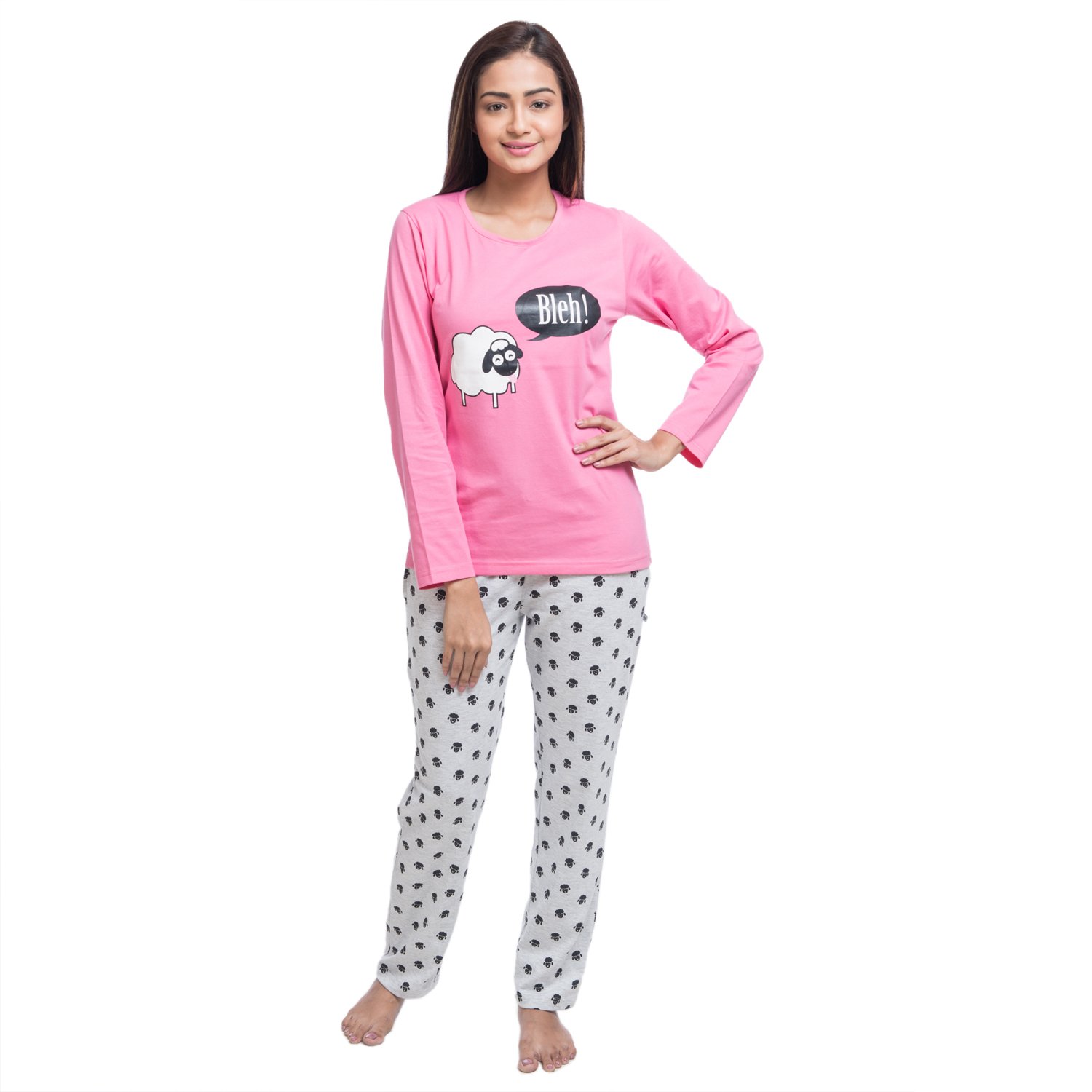 nite flite women's counting sheep cotton pajama set