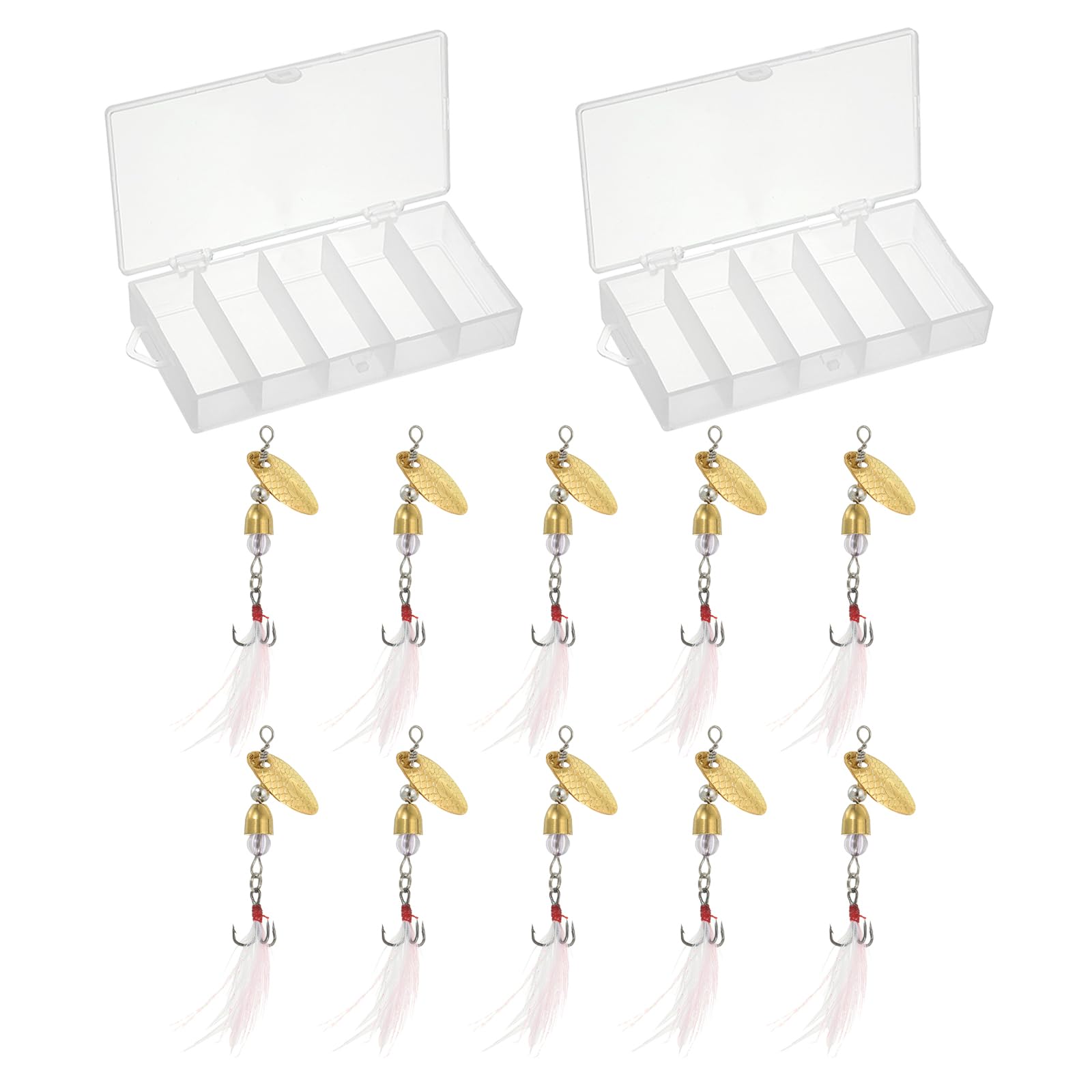 PATIKIL Fishing Lures Spinnerbait, 10Pack Trout Lures Rooster Tail Fishing Lures Treble Hooks Trout Spinners 1/8 oz for Freshwater Saltwater Fishing, Gold Tone