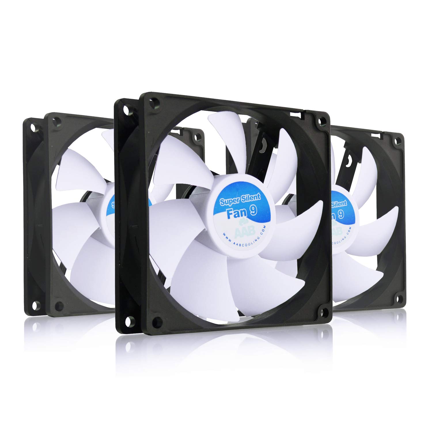 AABCOOLING Super Silent Fan 9 - Silent and Efficient 92mm Fan with 4 Anti-vibration Pads, Quiet Fan, Computer Fan, PC Fan, Silent Case Fan - Value Pack 3 Pieces 13.6 dB(A), 34 CFM, 1400 RPM
