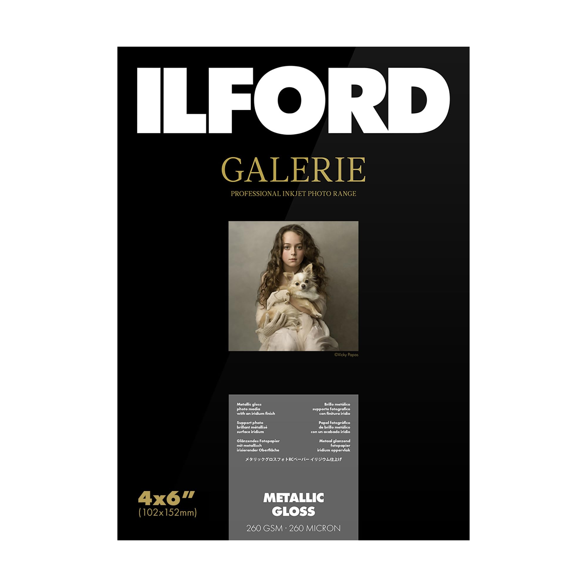 ILFORD Gallery Metallic Gloss 260 gsm 4 x 6 Inches - 102 mm x 152 mm 100 Sheets