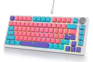 Fogruaden Wired Hot Swappable 75% Percent Mechanical Keyboard, Red Switch, TKL Pink Mechanical Keyboard, Gasket Mount, RGB Ba
