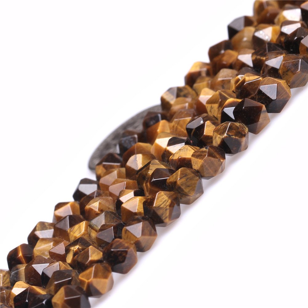 SHGbeads Natural 6MM Faceted Yellow Tiger Eyes Gemstone Loose Beads for Cambay Jewellery Making 15''