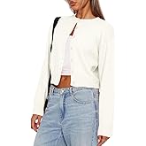 Balimtoy Women's Cropped Cardigan Sweaters Long Sleeve Button Down Sweaters Knit Cardigan Cute Y2k Open Front Crop Top