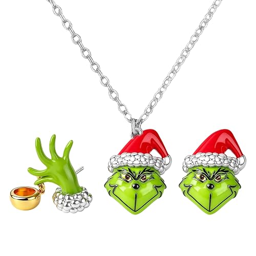 3PCS Christmas Earrings, Whimsical Jewelry Set, Perfect for Holiday Parties and Festive Gatherings, Includes Necklace and Earrings