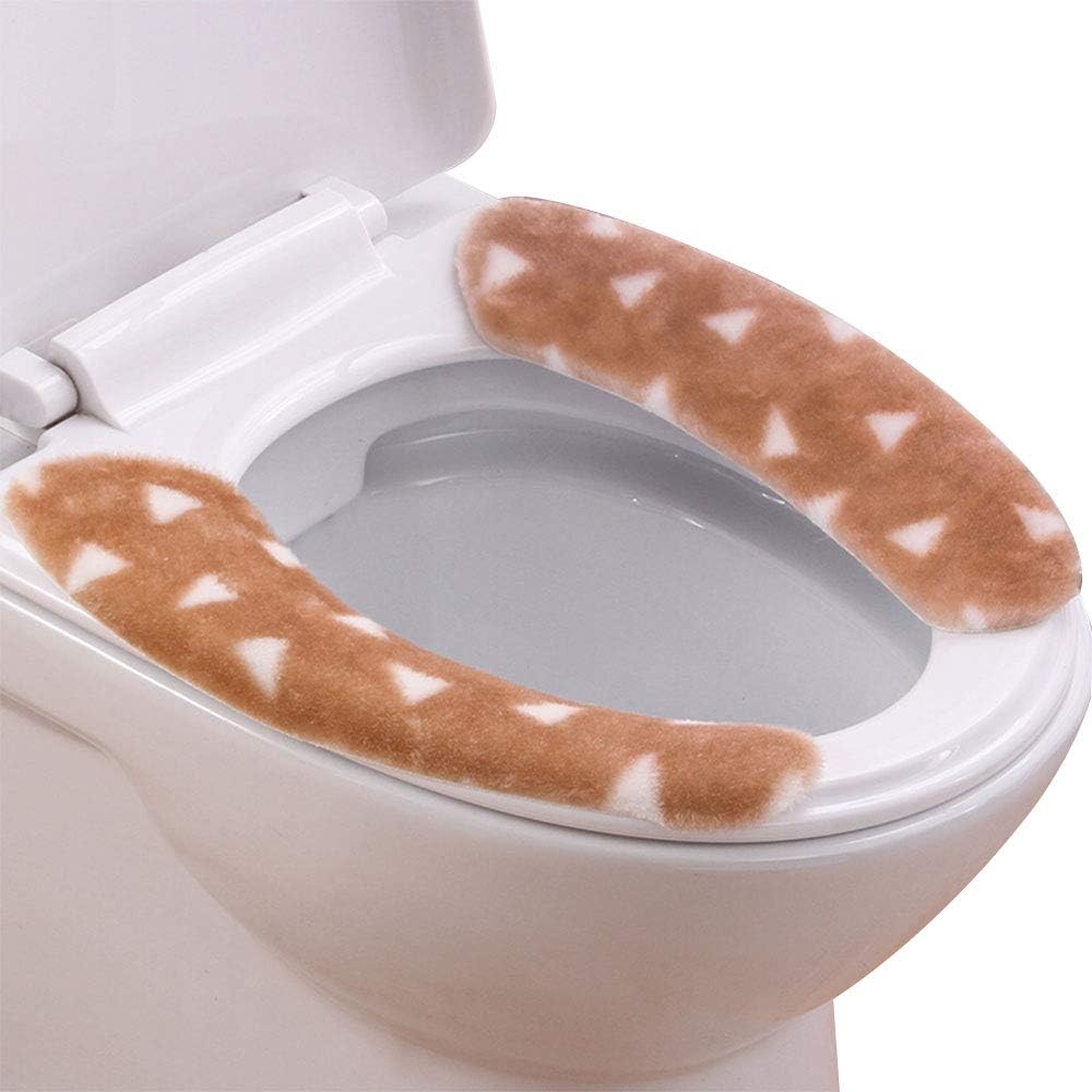 BTHEONE,3Pairs Toilet Seat Warmer Cover, Adult Padded Cushion Two-Piece Type Bathroom Soft Thicker Warmer Washable Cloth Toilet Seat Pads
