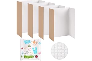 KOSOTODY Trifold Poster Board 4 Pack Small Tri Fold Display White Poster Boards Foldable Presentation Board with Double Sides Adhesive Tape for School, Fun Projects,Business and Advertising(13.8 x 21.2 Inch)