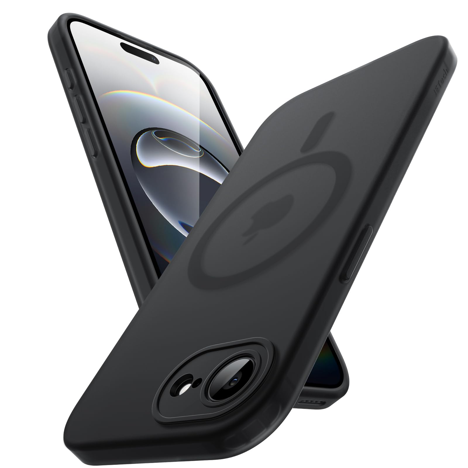 Photo 1 of JETech Matte Case for iPhone 16e 6.1-Inch Compatible with MagSafe, Non-Yellowing and Anti-Fingerprint, Shockproof Translucent Frosted TPU Soft Phone Cover (Black)