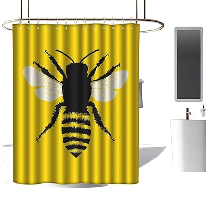 Homehot Shower Curtains Long Queen Bee Silhouette Of Honeybee With