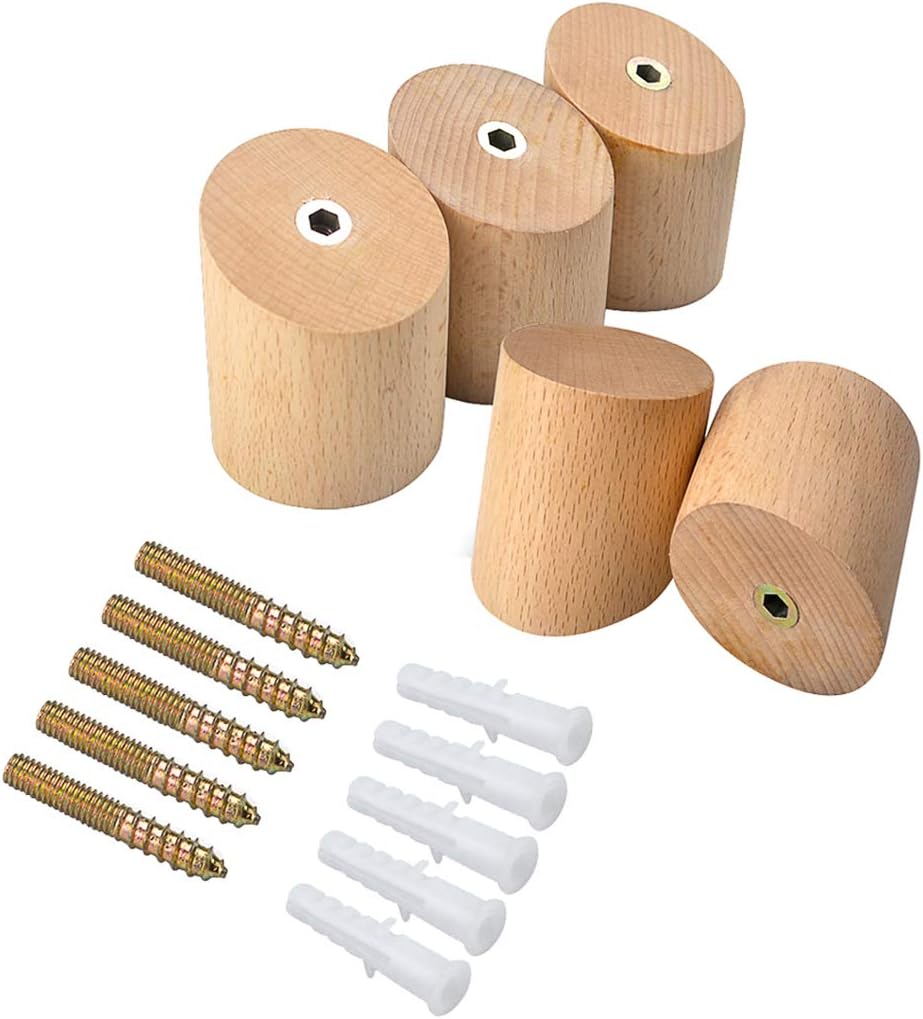 INHDBOX Wall Mounted Wooden Coat Hook Hat Hanger, 【5 Pcs】 Vintage Minimalist Organizer Craft Hat Rack Hooks