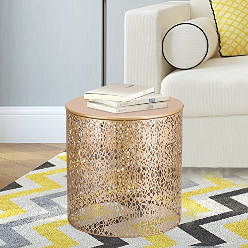 Adeco Luxury Modern Golden Accent Metal Coffee Nesting Round Side End Table, Set of 2 Pricepulse