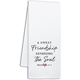 NAHMAKNE Funny Friendship Kitchen Towels, A Sweet Friendship Refreshes The Soul, Decorative Dish Towels for Kitchen, Christian Gifts for Women Men, Sweet Housewarming Gifts for Sister Friend Bestie