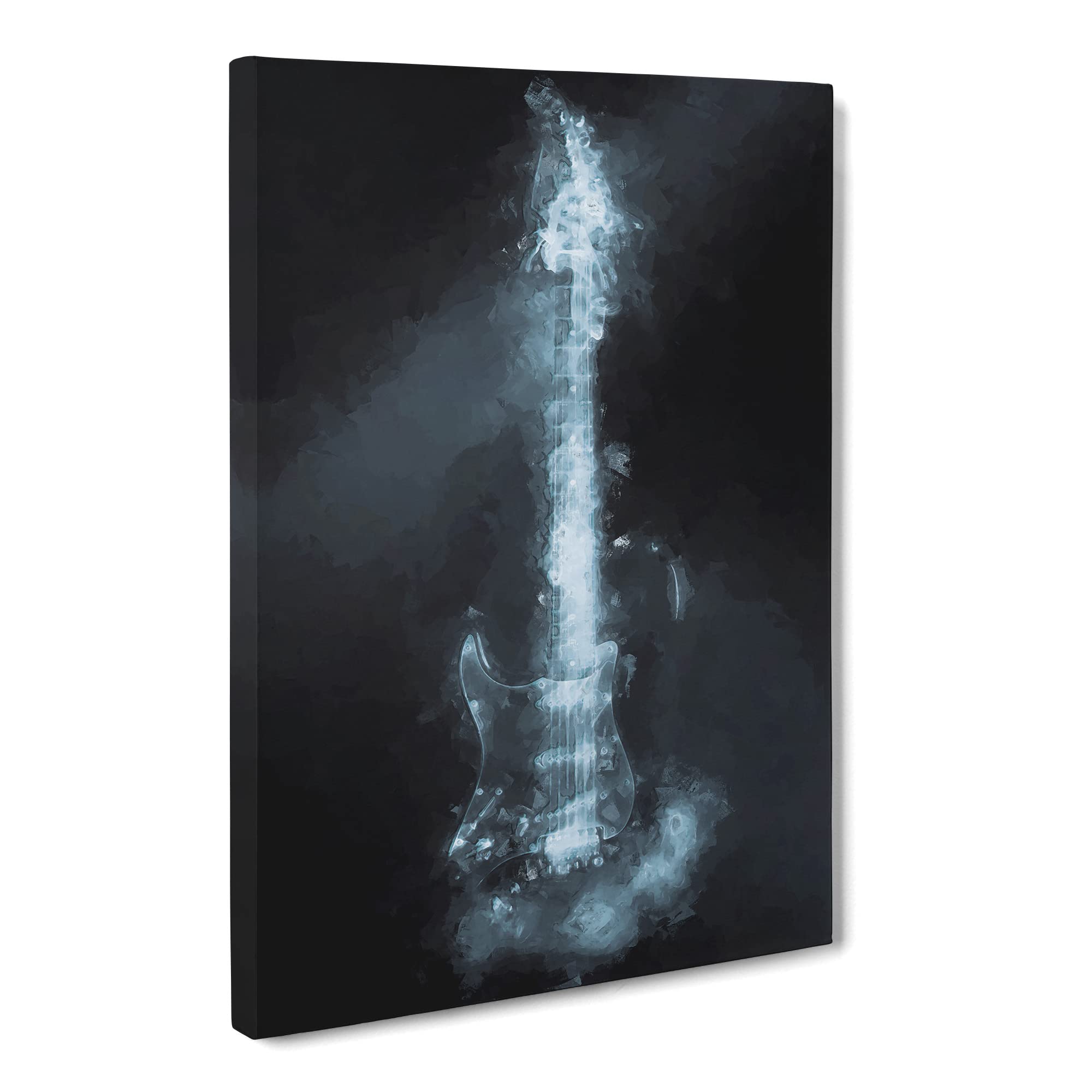 Smokey Electric Guitar Abstract Art Canvas Print | Gallery Wrapped 30mm Frame Wall Art | 20x14 inches | Ready to Hang | Abstract Music Picture | Living Room Bedroom Lounge Office