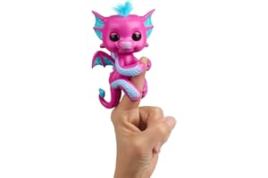 Fingerlings - Glitter Dragon - Sandy (Pink with Blue) - Interactive Baby Collectible Pet - By WowWee