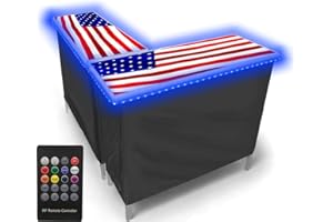 PARTYPONG Folding Portable Double Bar w/LED Lights, Wireless Remote, 2 Bar Skirts, Storage Shelf, & Carrying Case - USA