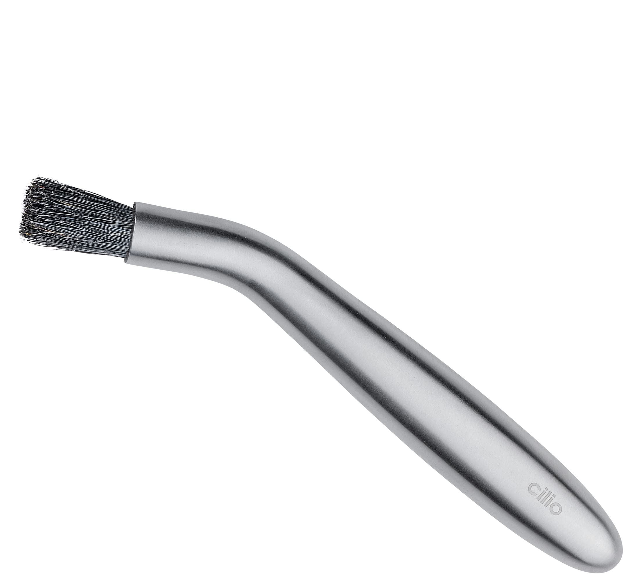 cilio Barista Brush Stilo | Curved | Stainless Steel with Natural Bristles | 16 cm | Cleaning Brush for Coffee Grinder | Fully Automatic Coffee | Portafilter Machine