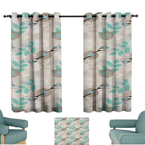 Amazon Com Vintage Bedroom Drapes Romantic Bird Pattern With Nest