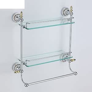 Baño estante de cristal doble/Estantes en la pared/colgar en la pared
