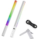 RGB LED Handheld Fill Light Stick, 2600mAh Rechargeable Battery + Tripod, 360&deg; Full Color, 24 Scene Modes, APP &amp; Rotate Button Control for Vlogging, Live Streaming, Studio &amp; Video Conference