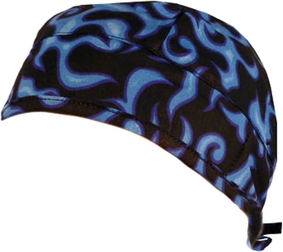 Medical Skull Cap - Blue Liquid Flames