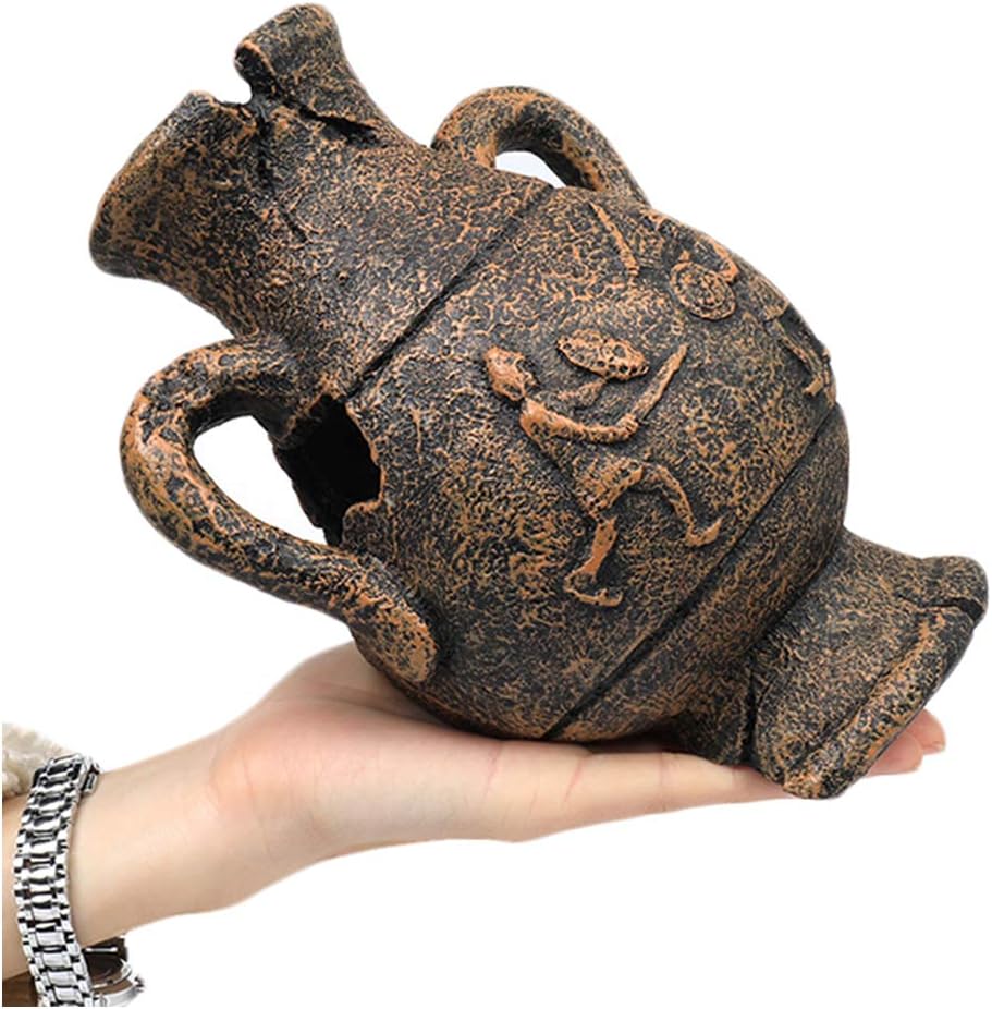 LUCKFY Aquarium Vase Ornament Decor - Exotic Environments Vase - Jar Cave Cichlid Bonsai Vase Hide Fish Tank Ornament Decoration