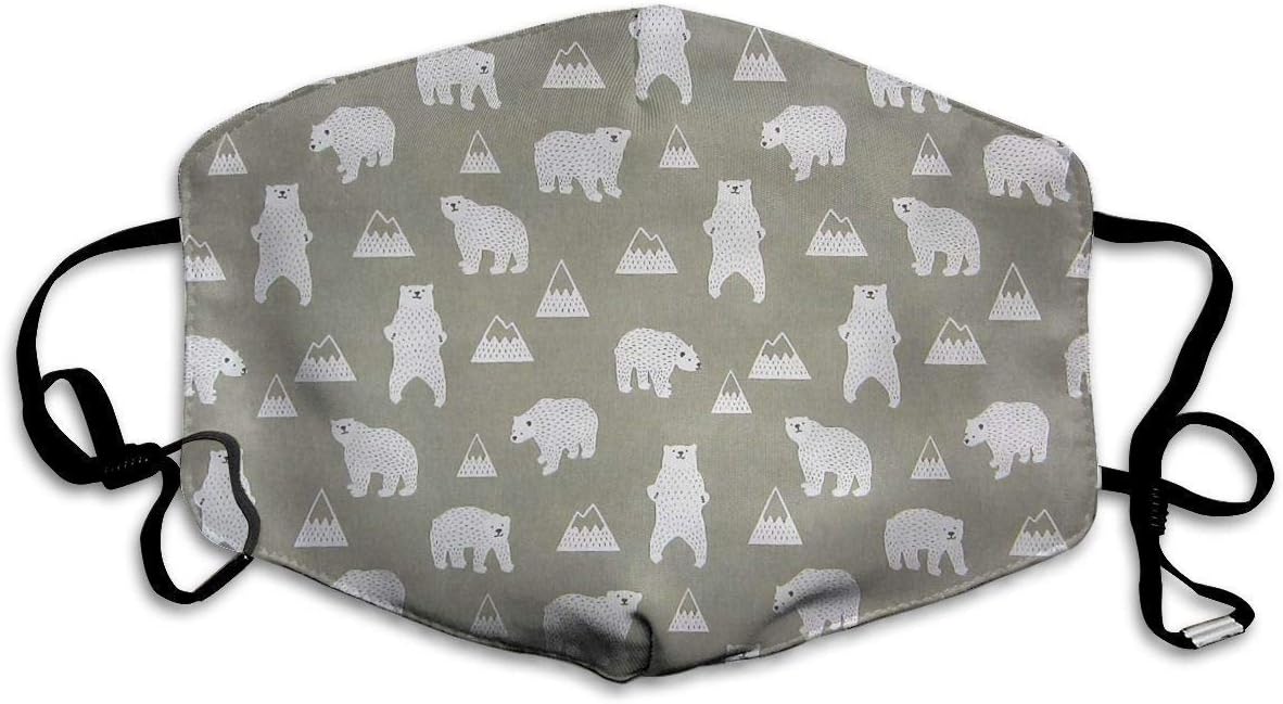 Medical Procedure Masks,White Bear Pattern Dustproof Earloop Face Mask - Great for Dental, Surgical, Allergy, Pollen, Antiviral, Mouth, Travel