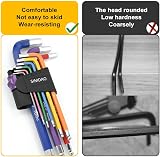 SIMDAO 9Pcs Metric Hex Key Set 1.5-10mm Anti-Slip Ball End Color Coding view 3