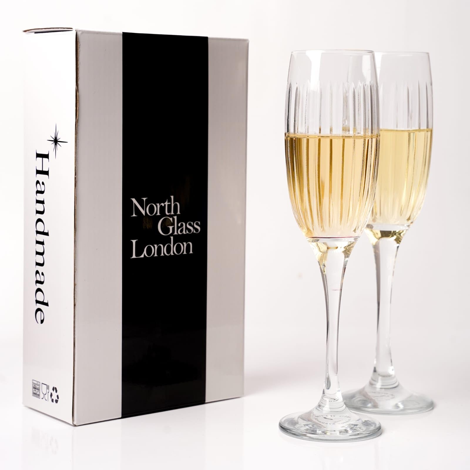 Delaroux Champagne Glasses, Set of 2, North Glass London