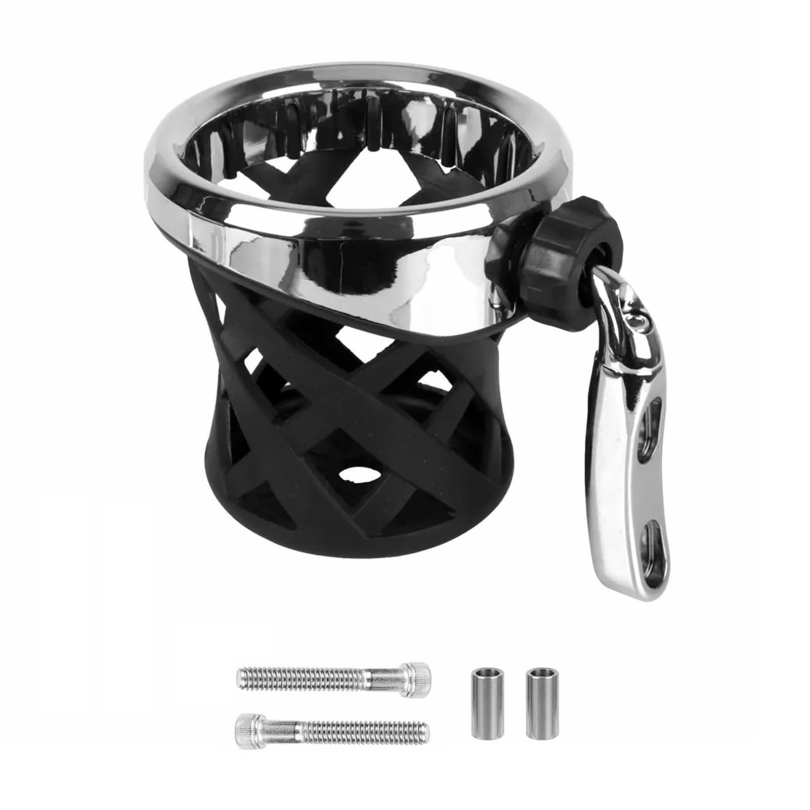 Photo 1 of Gymark Motorcycle Drink Holder - Silver Bar Mounted Cup Holder for Harley - Dyna, Sportster, Softail, Touring, Glide (Silver)