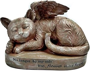 Bellaa 29684 Cat Angel Pet Memorial Grave Marker Tribute Statue 10 Inch Polyresin Stone Finish Sympathy