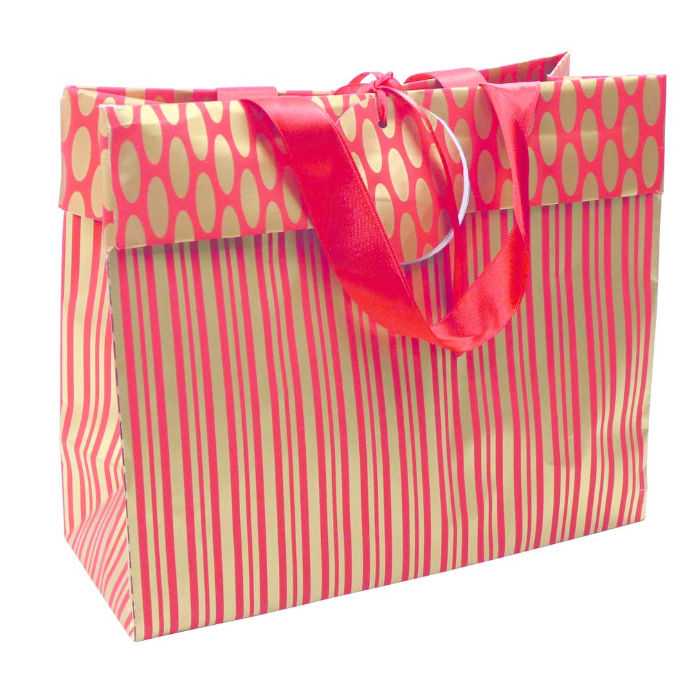 Clairefontaine - Ref 201848C - Recto Verso Shopper Gift Bag (Single Bag) - 33 x 11 x 25cm in Size - Suitable for Birthday Gifts & Presents - Red Design