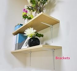 Shelf Brackets White 8 x 10 inch Pack of 10 Wall