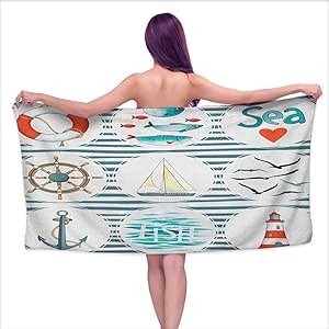 GABRI Toallas de baño náuticas de Primera Calidad, mar con Peces