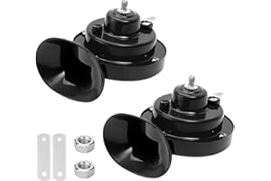 Bittwee 2PCS 300DB Super Loud Train Horns, 12V Waterproof Double Auto Snail Air Horn Replacement Kit, Electric Vehicle Loudspeaker Accessories, Universal for SUV Motorcycle Pickup(Black)
