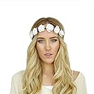 Love Sweety Women Flower Wreath Headband Floral Crown Garland Halo for Wedding Festivals HH14 (White)