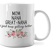 IWXYI Great Nana Coffee Mug - Great Nana Gifts for Birthday Mothers Day, 11oz Floral Mother‘s Day Coffee Mug Ceramic, Mothers Day Gifts