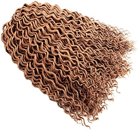 3 packs Goddess Locs 24 Roots Curly Faux Locs Crochet Hair 18 Inch Synthetic Ombre Braiding Hair Extensions For Women Crochet Braids Black Red Brown color