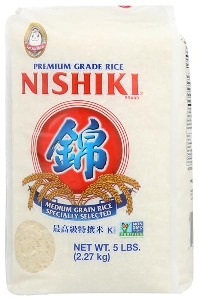NISHIKI MEDIUM GRAIN RICE, 5-POUND(PACK OF 8)