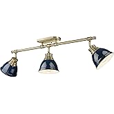 Duncan 3-Light Semi-Flush - Track Light in Aged Brass with Matte Navy