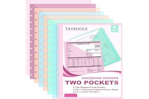 8 Pack Discbound Dividers Letter Size Disc Planner Pocket 8.5 * 11inch Discbound Notebook Dividers with Pockets 11 Disc Plann