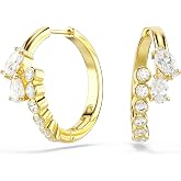 Swarovski Mesmera hoop earrings, Mixed cuts, White, 18K gold finish