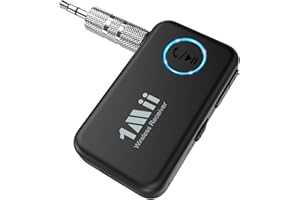1Mii Bluetooth 5.3 Music Receiver for Car/Home Stereo, Aux Bluetooth Adapter for Car with Volume Control Supports Hands Free Calls, 16H Battery Life