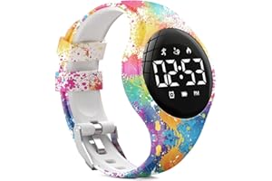 synwee Kids Digital Pedometer Watch, Step Counting Watch, Fitness Tracker, Waterproof, Date/Alarm Clock/Timer, for Children Teens Boys Girls Women (Multicolour) …