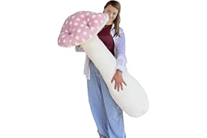 Hofun4U Mushroom Plush Pillow - 51 inch Mushroom Shaped Stuffed Long Pillow - Mushroom Stuffed Pillow - Christmas Birthday Sofa Home Decoration (Pink)