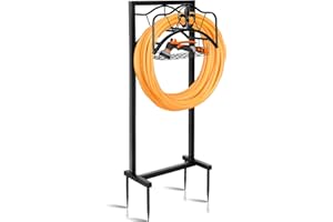 KFN Garden Hose Holder -Upgraded Hose Holder Holds 150ft Hose,Freestanding Heavy Duty Hose Hanger,Sturdy Hose Stand and Hose Storage Rack for Lawn & Yard,Black