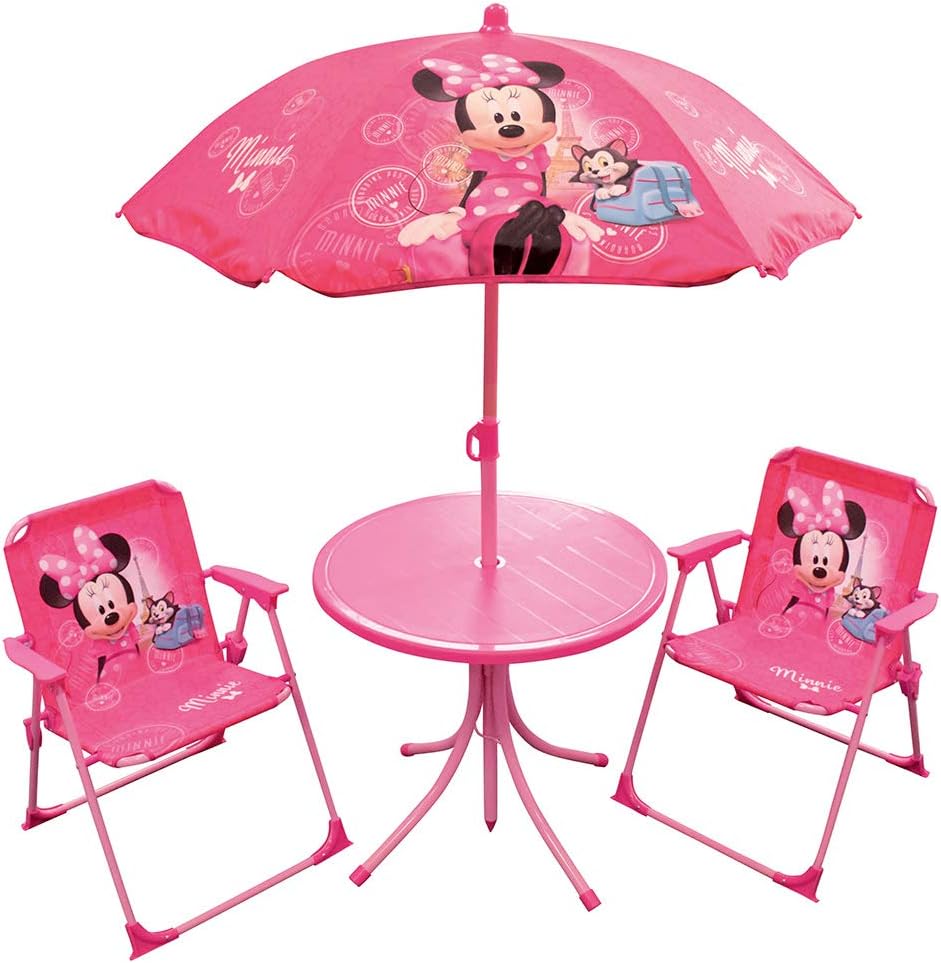 minnie mouse table and chairs with umbrella